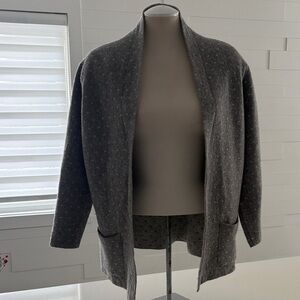Hekla & Co Gray polka dot open front cardigan, Made in Italy